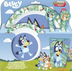 Set de vajilla 5 pzas. bluey microondas - plato,cuenco,vaso y set cubiertos