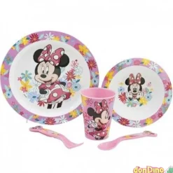 Set de vajilla 5 pzas. minnie mouse microondas - plato,cuenco, vaso y cubiertos