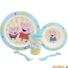 Set de vajilla 5 pzas. peppa pig microondas - plato,cuenco,vaso y set cubiertos
