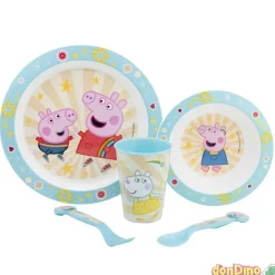 Set de vajilla 5 pzas. peppa pig microondas - plato,cuenco,vaso y set cubiertos