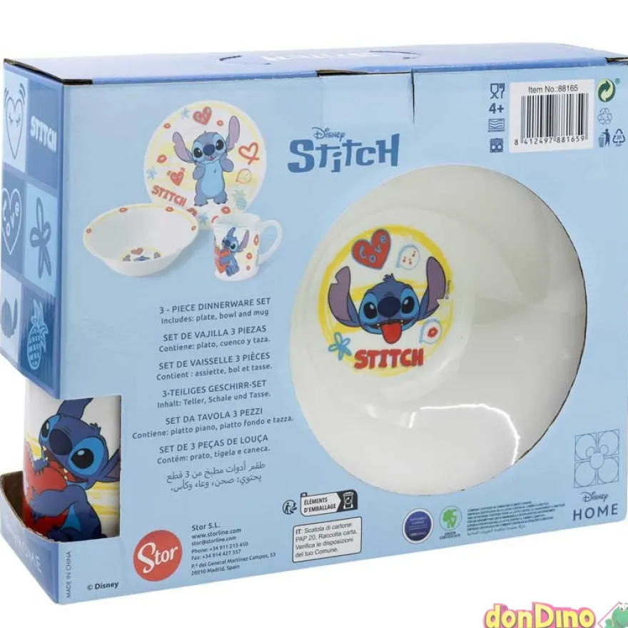 Set de vajilla 3 pzas. stitch ceramica - cuenco, plato y taza