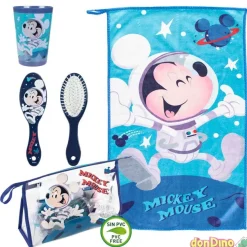 Set de viaje mickey mouse con vaso, cepillo y toalla