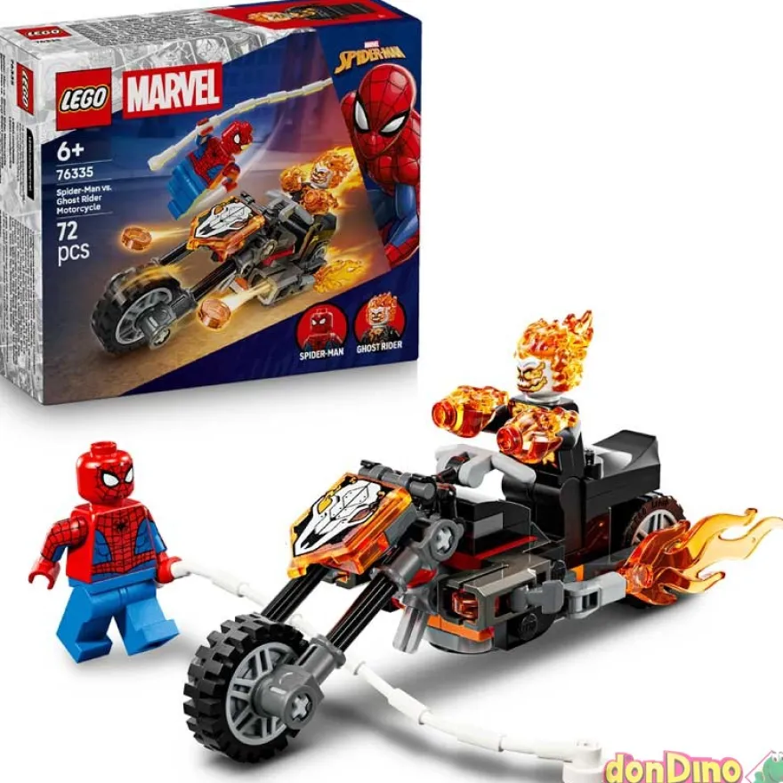 Spider-man vs. moto del motorista fantasma. lego super heroes marvel