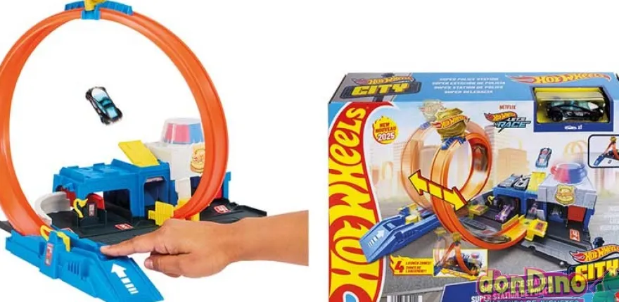 Supercomisaria de policia hot wheels city - con 1 vehículo