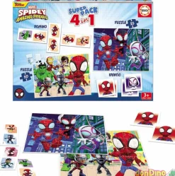 Superpack 4 en 1 spidey y su superequipo - domino, identic y 2 puzzles