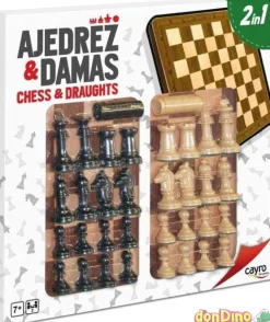 Tablero ajedrez & damas 2 en 1 con accesorios