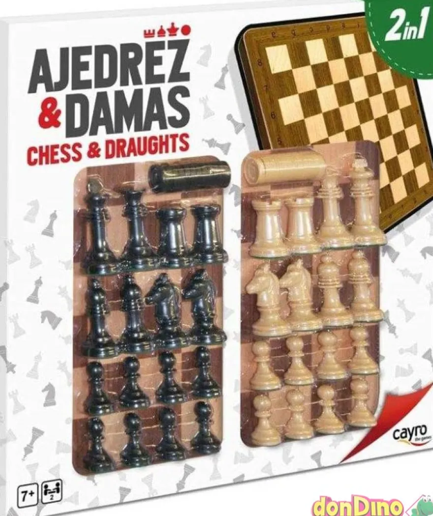 Tablero ajedrez & damas 2 en 1 con accesorios