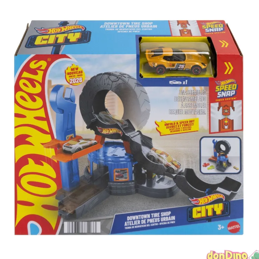 Taller de neumaticos hot wheels city - con 1 vehículo