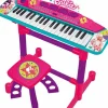 Teclado electronico barbie c/microfono y banqueta