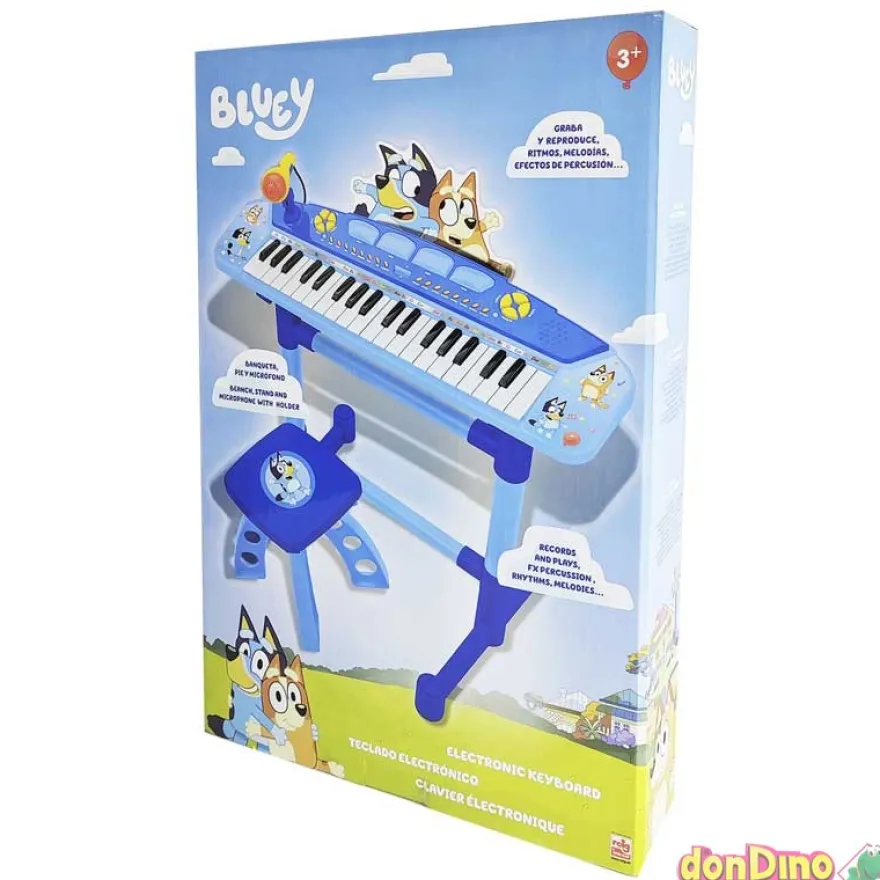 Teclado electronico bluey c/micro y banqueta