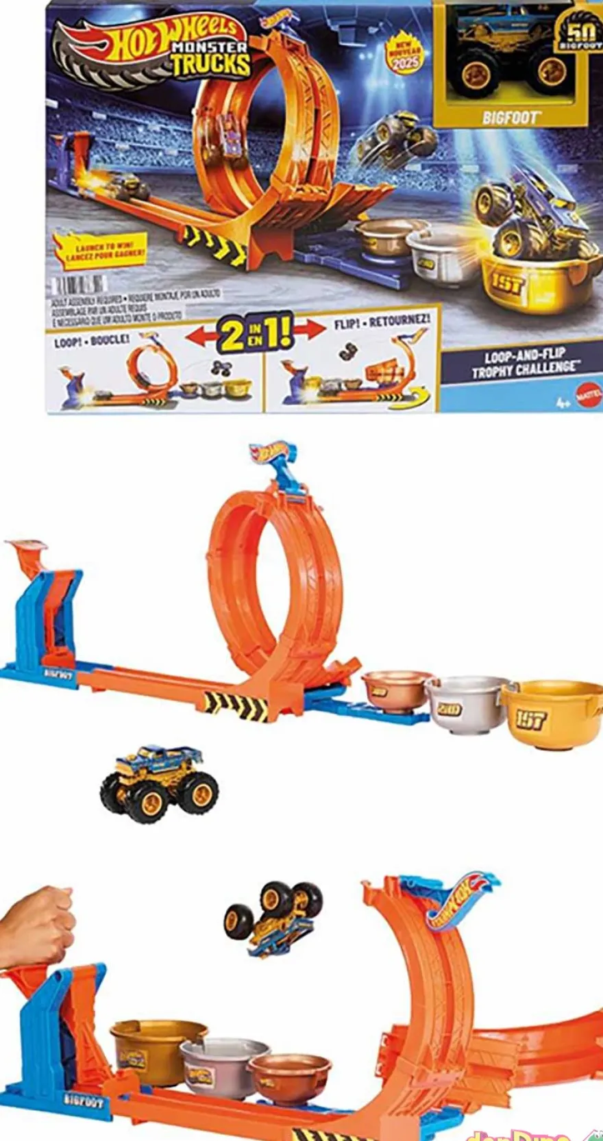 Trofeo challenge de loopings y giros hot wheels monster trucks - con bigfoot