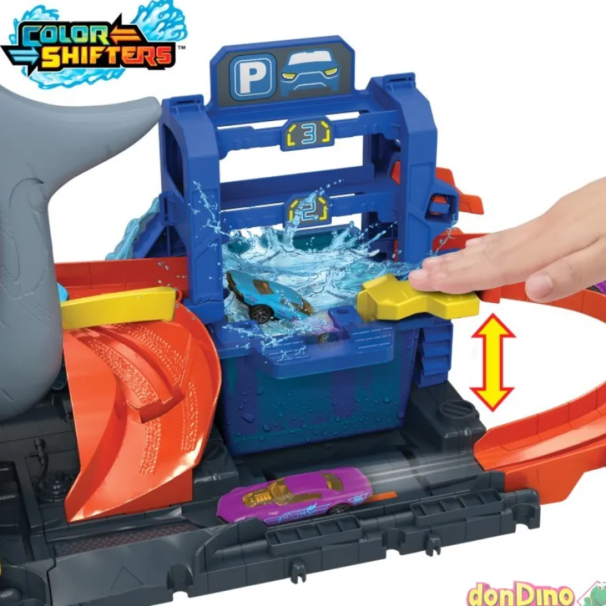 Tunel de lavado del supertiburon hot wheels city - con 1 vehículo