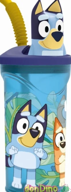 Vaso figurita 3d bluey con cañita 360 ml.