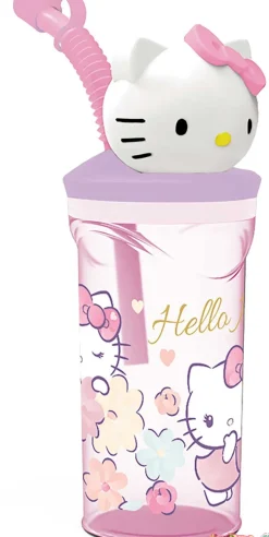 Vaso figurita 3d hello kitty 360 ml c/cañita