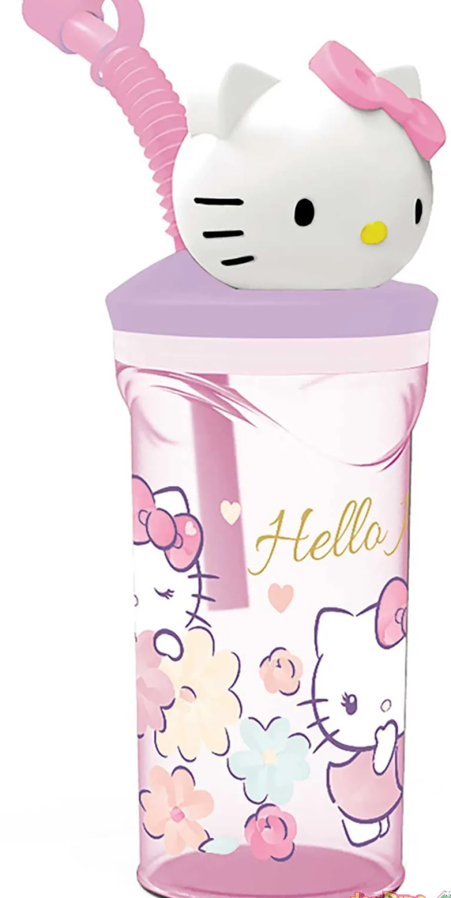 Vaso figurita 3d hello kitty 360 ml c/cañita