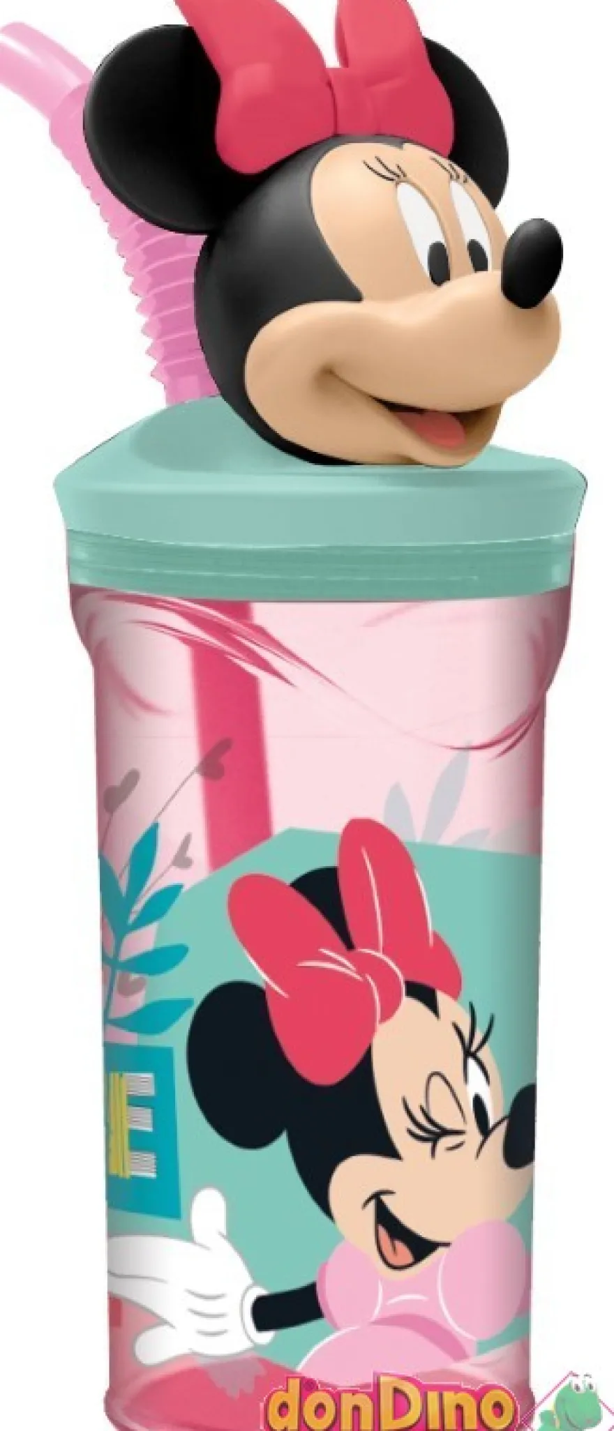 Vaso figurita 3d minnie c/cañita 360 ml.