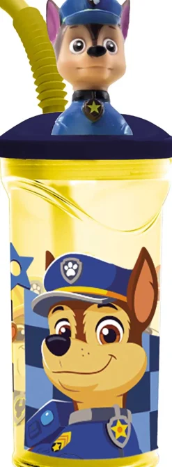 Vaso figurita 3d patrulla canina 360 ml. - con cañita