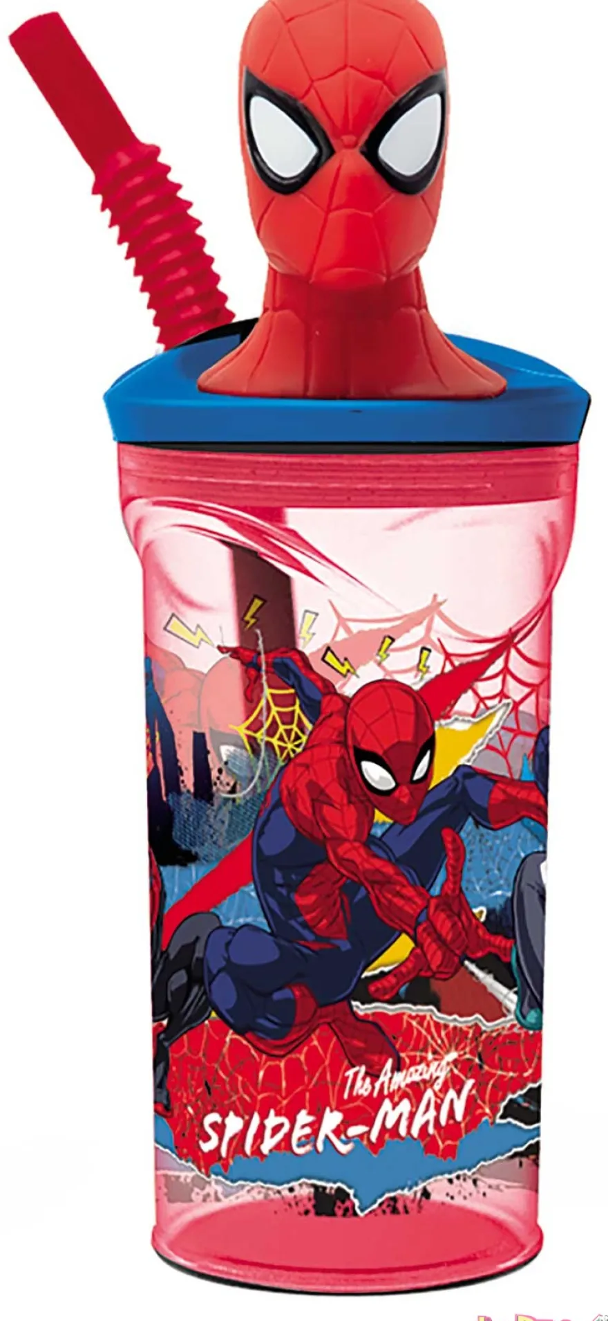 Vaso figurita 3d spider-man cañita 360 ml.