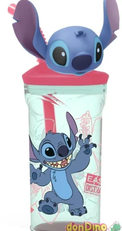 Vaso figurita 3d stitch 360 ml. con cañita - colores aleatorios