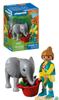 Zoo: elefante bebe y cuidadora playmobil